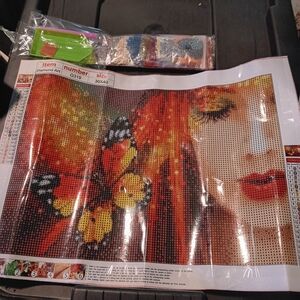 Colorful Woman Diamond Art Kit with Butterfly Design 30x40